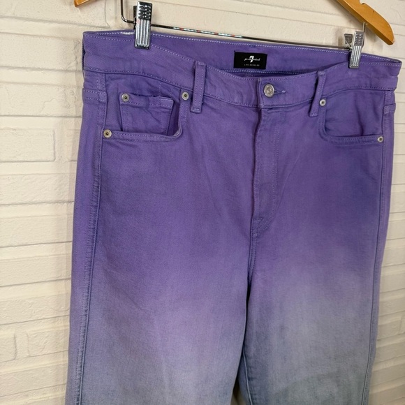 7 For All Mankind Purple Ombre High Rise Straight Leg Jeans, Women’s Size 32 - Picture 4 of 14